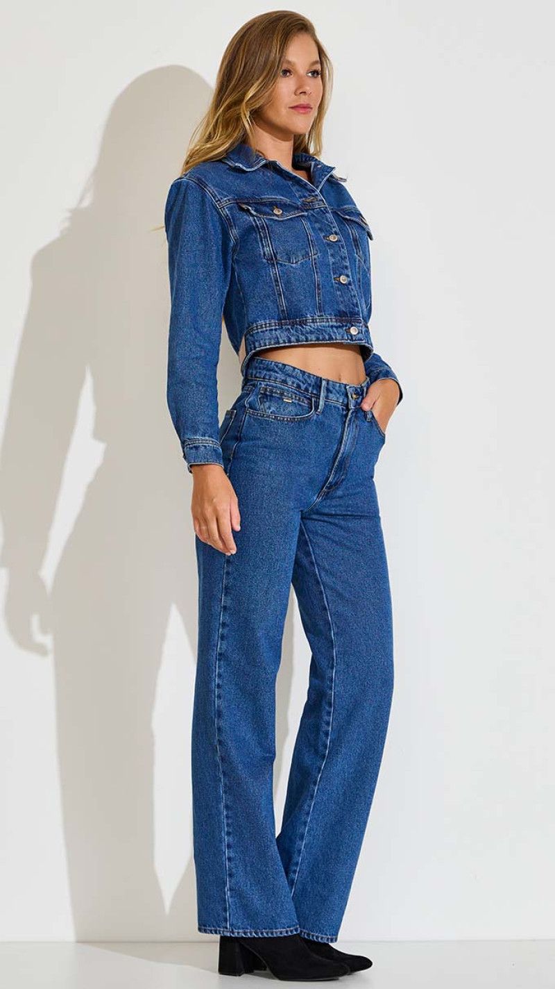 CALÇA JEANS WIDE LEG RIHANNA BASIC