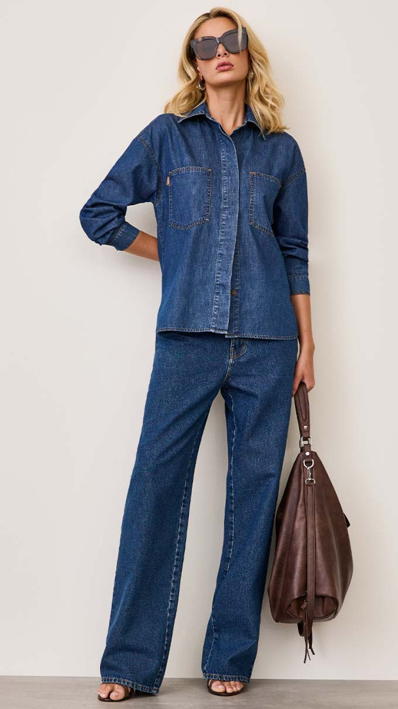 CALÇA JEANS JUMBO BOLSO RELÓGIO