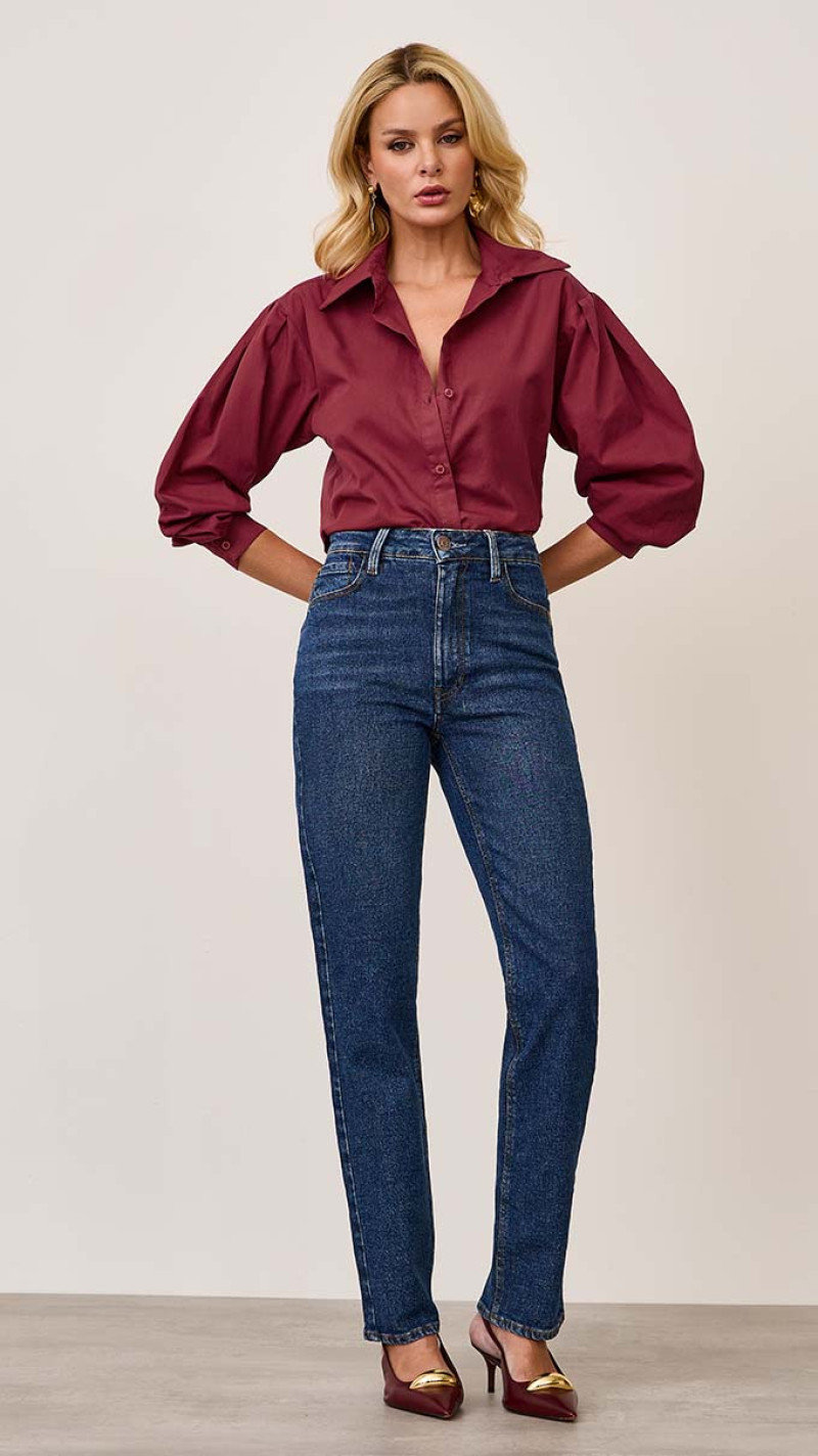 CALÇA JEANS RETA ESCURA