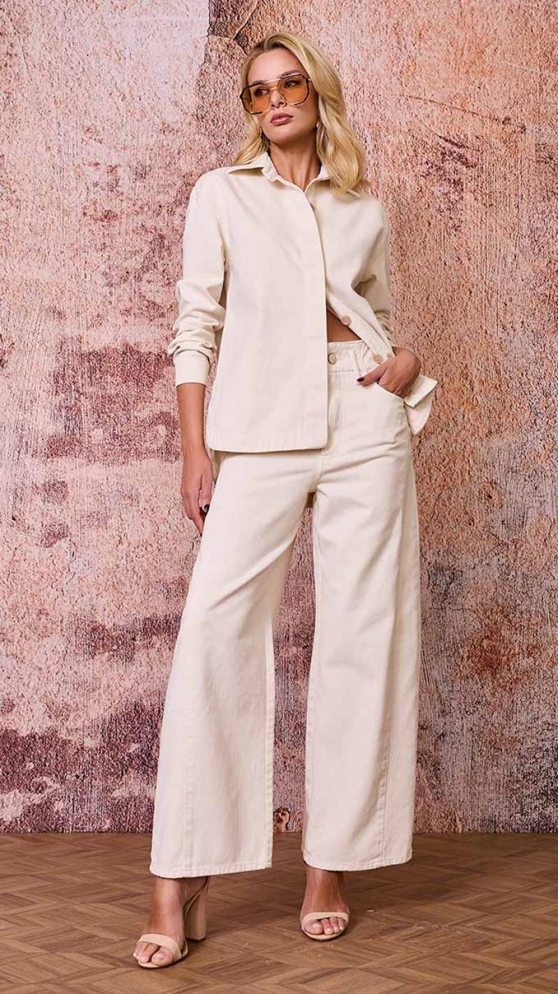 CALÇA JEANS BARREL WHITE DENIM