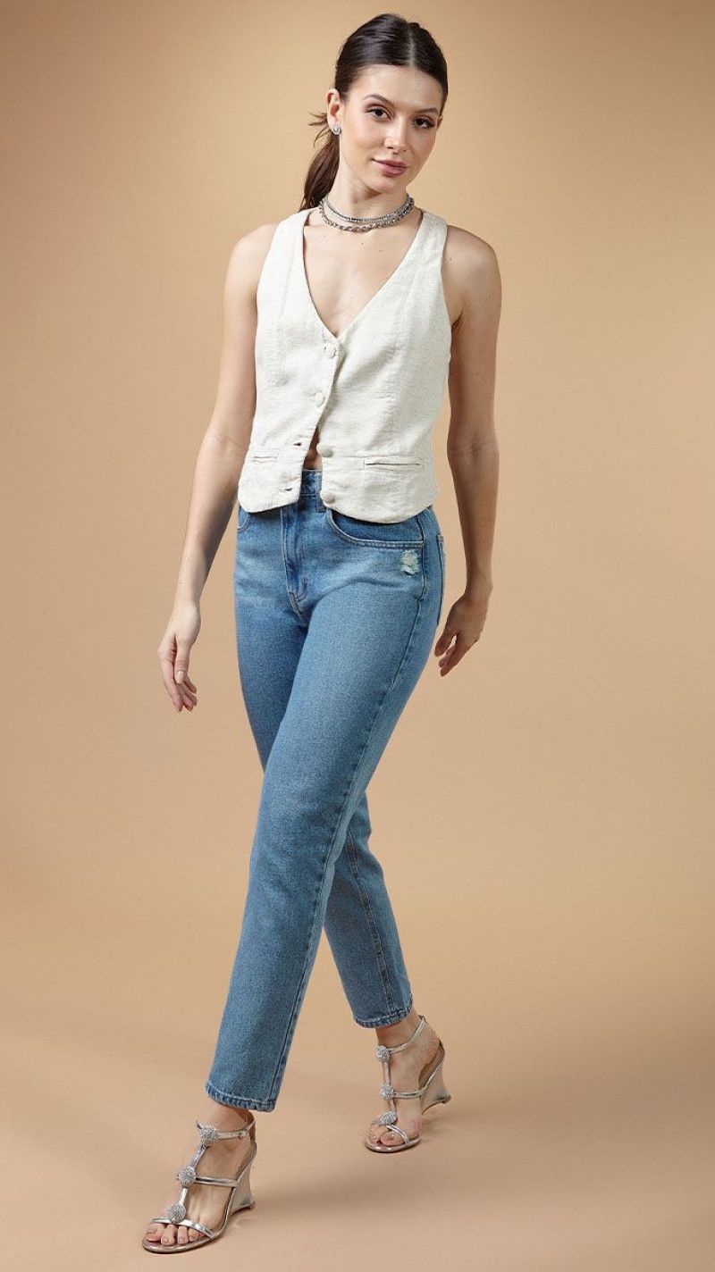 CALÇA JEANS MOM CLARA COM PUÍDO