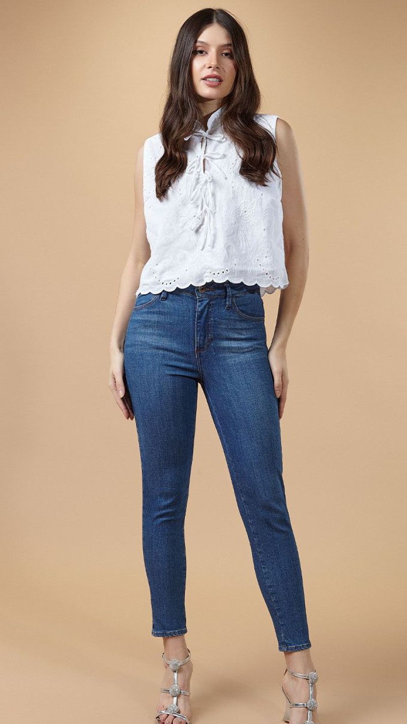 CALÇA JEANS CIGARRETE ESCURA BÁSICA