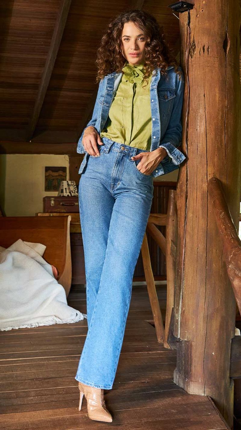 CALÇA JEANS WIDE LEG RIHANNA CLARA