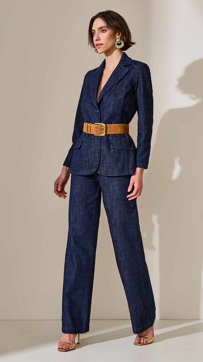 CALÇA JEANS WIDE LEG ALFAIATARIA UNA