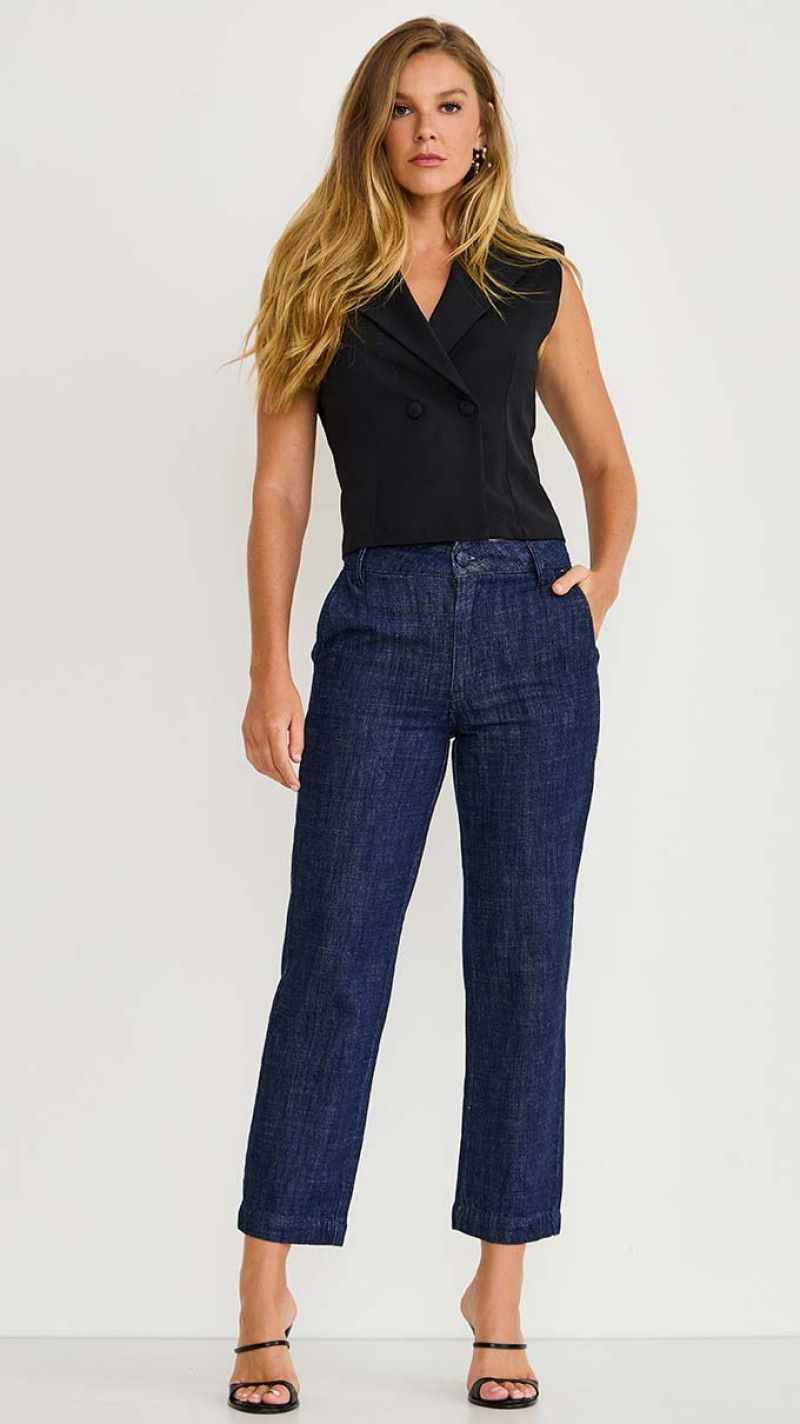 CALÇA JEANS RETA ALFAIATARIA RAW