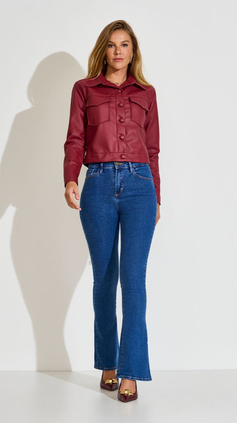 CALÇA JEANS MÉDIO BÁSICA FLARE JULIETTE