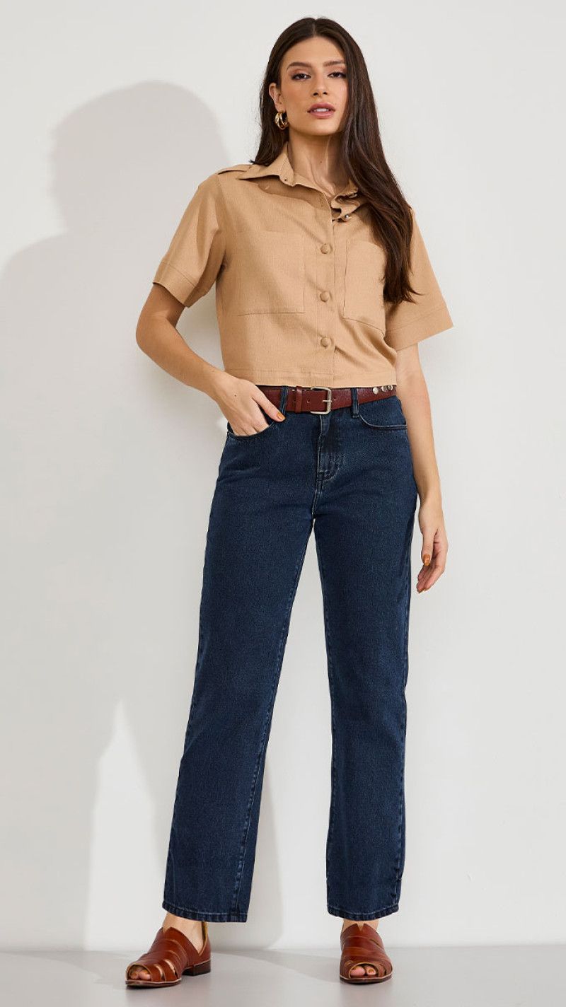 CALÇA JEANS RETA DARK BLUE