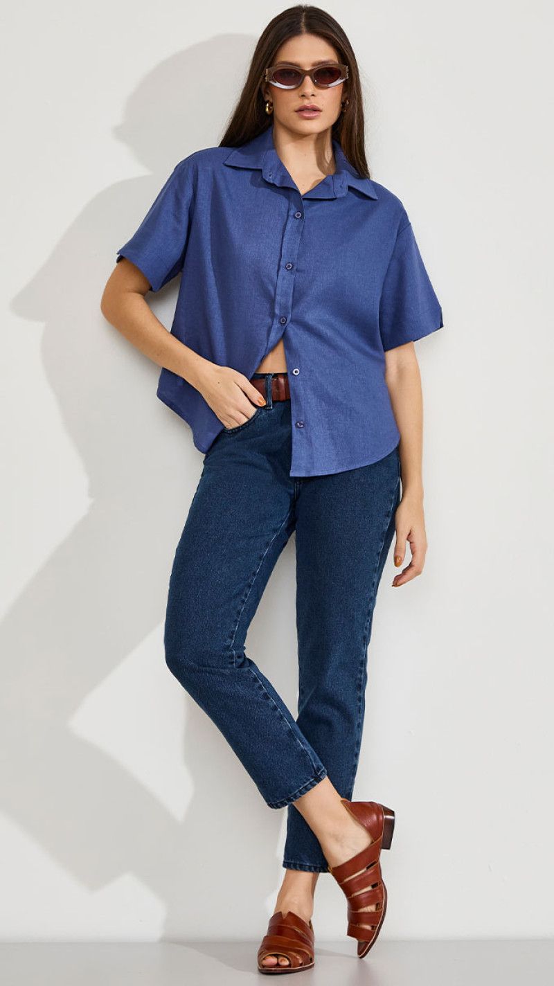 CALÇA JEANS MOM ESCURA