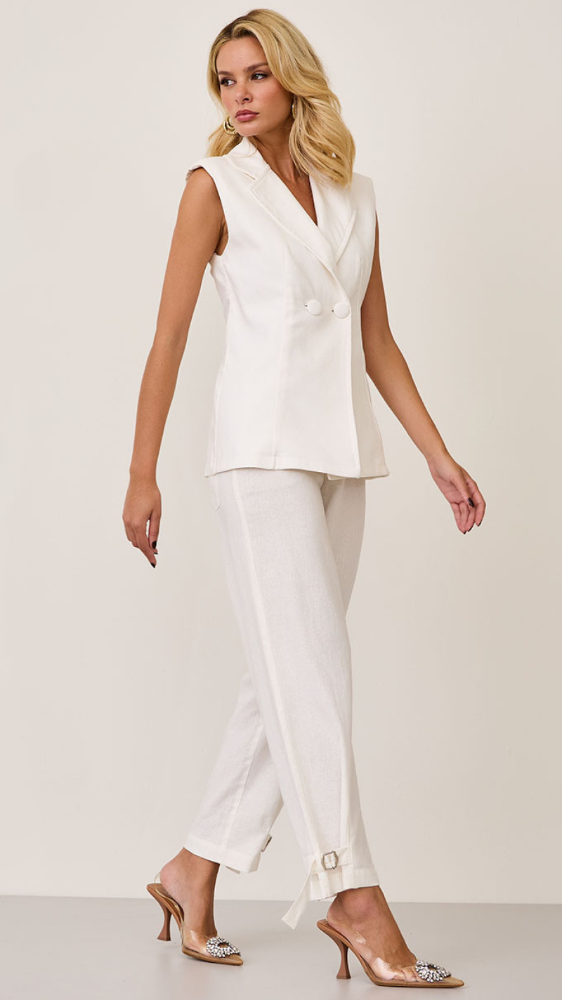 CALÇA LINHO SLOUCH ALFAIATARIA OFF WHITE