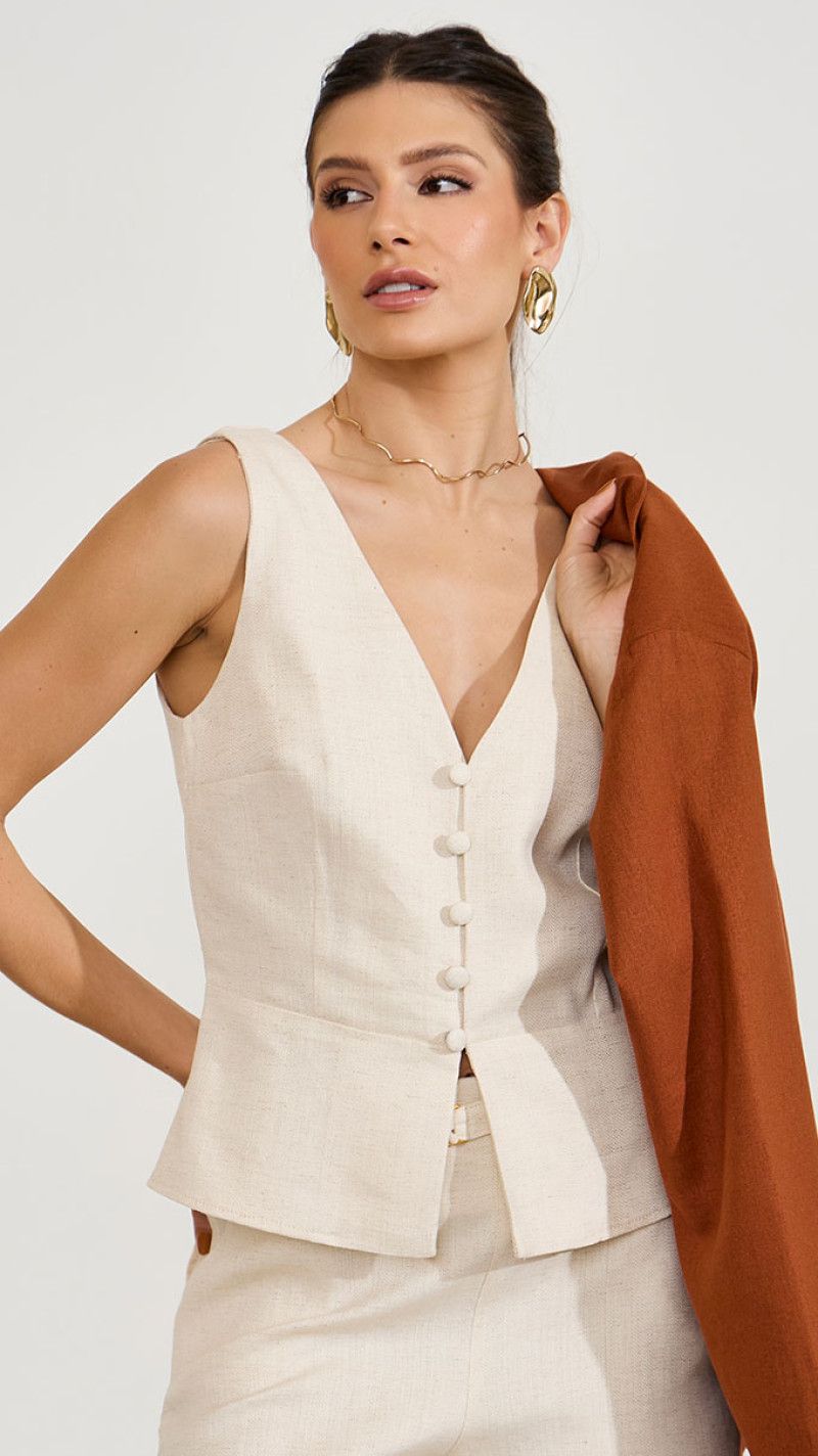 BLUSA PEPLUM DE LINHO