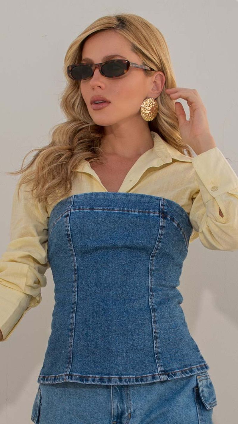 BLUSA STRAPLESS JEANS TORRES