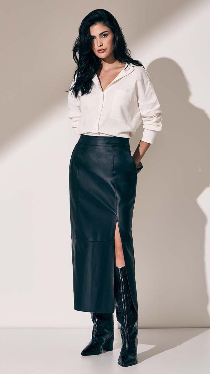 SAIA LONGA COURO COM FENDA