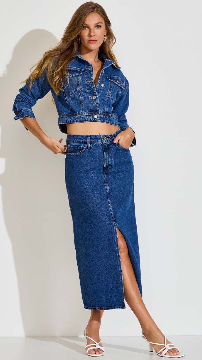 SAIA JEANS BÁSICA COM FENDA FRONTAL