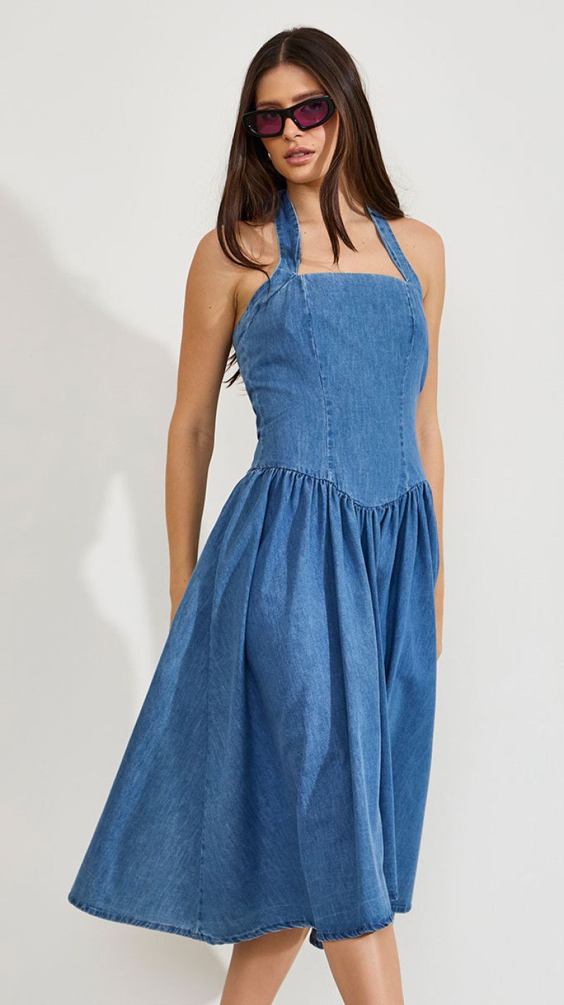 VESTIDO MIDI FRENTE ÚNICA CLARO