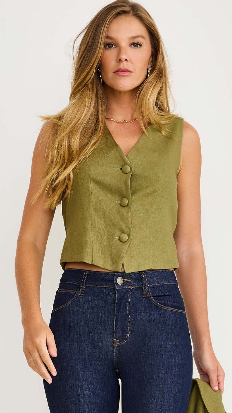 COLETE DE LINHO VERDE