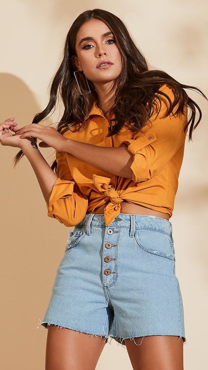 SHORT MOM JEANS BOTÃO - GLISS