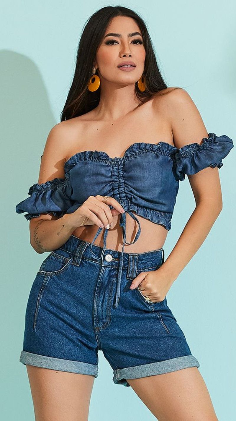 SHORT JEANS FEMININO MOM PENCE - GLISS