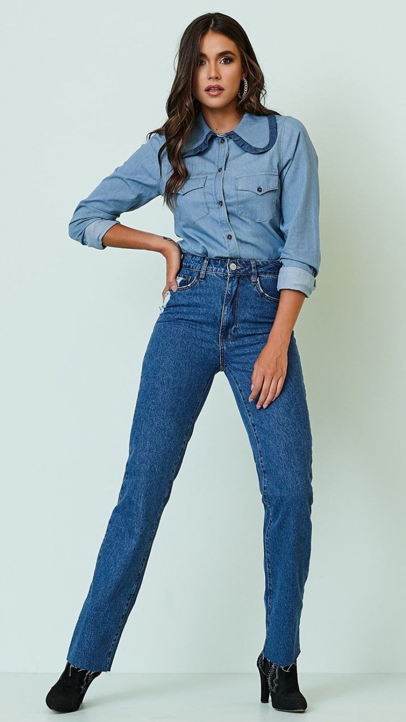 CALÇA WIDE LEG GLISS BARRA A FIO STONE CLEAR