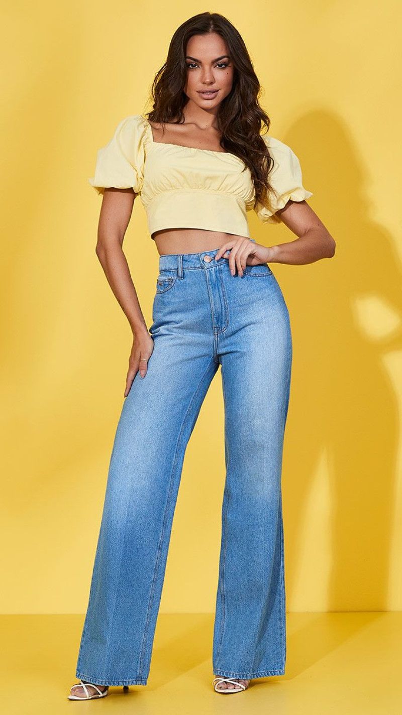 CALÇA WIDE LEG JEANS ALFAIATARIA