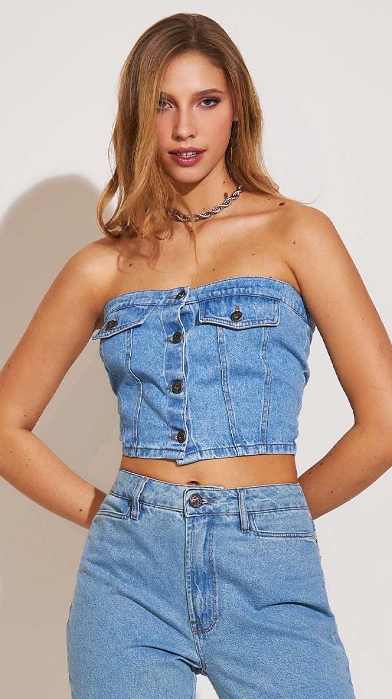 TOP JEANS CORSELET CLARO