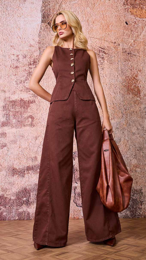 CALÇA SARJA PANTALONA MARROM