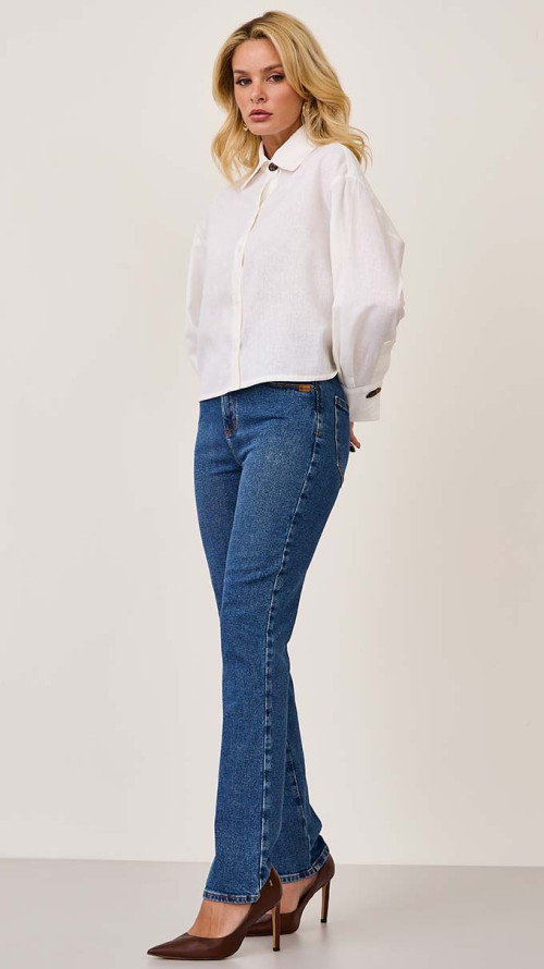 CALÇA JEANS RETA PASSANTE DUPLO