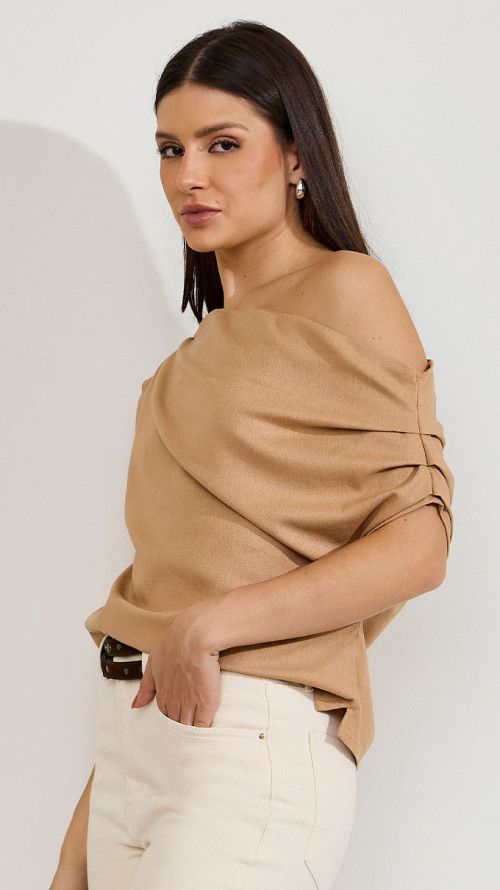 BLUSA OMBRO SÓ ELEGANCE BEGE
