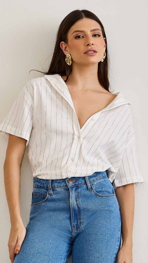 CAMISA DE LINHO RISCA DE GIZ
