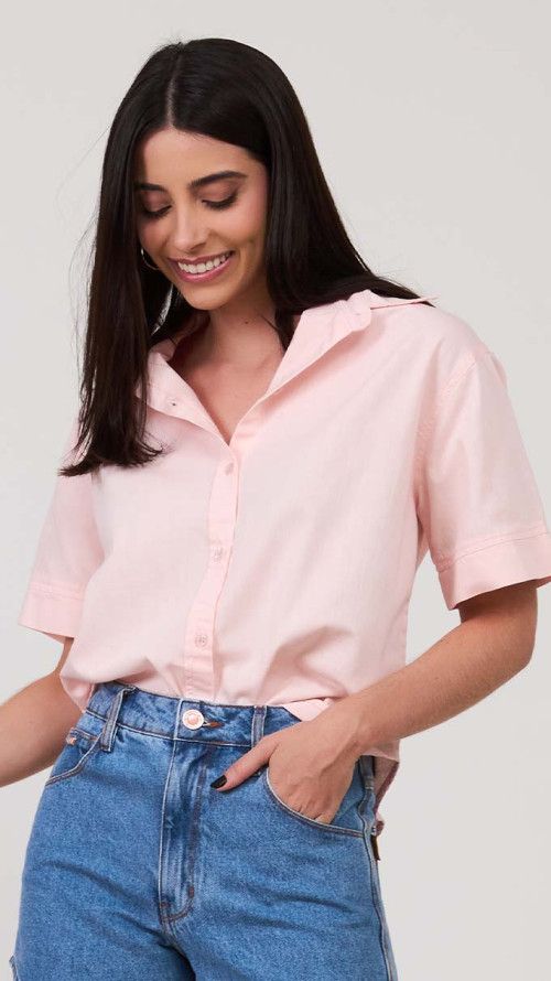 CAMISA BÁSICA ROSA CLARO