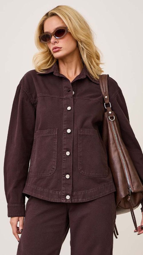 JAQUETA SARJA BOLSOS MARROM