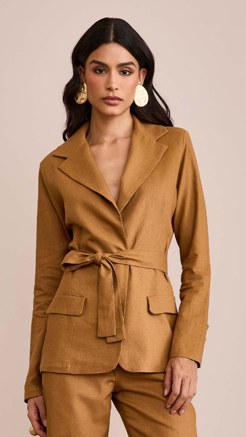 BLAZER LINHO COM FAIXA CARAMELO