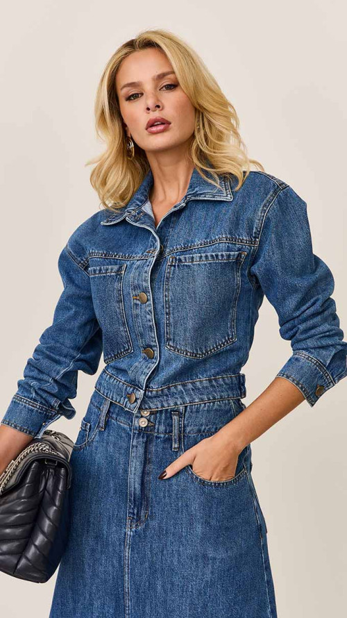 JAQUETA JEANS CROPPED MARTINGALE