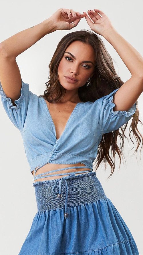 BLUSA CROPPED JEANS - GLISS