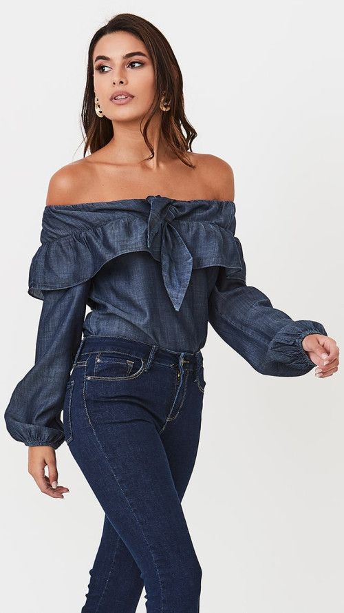 BLUSA JEANS GLISS OMBRO A OMBRO