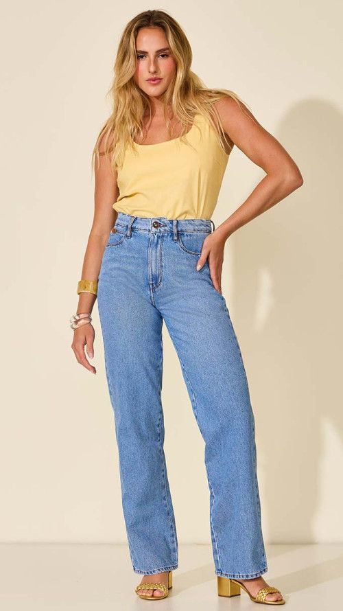 CALÇA JEANS WIDE LEG FILIGRANA
