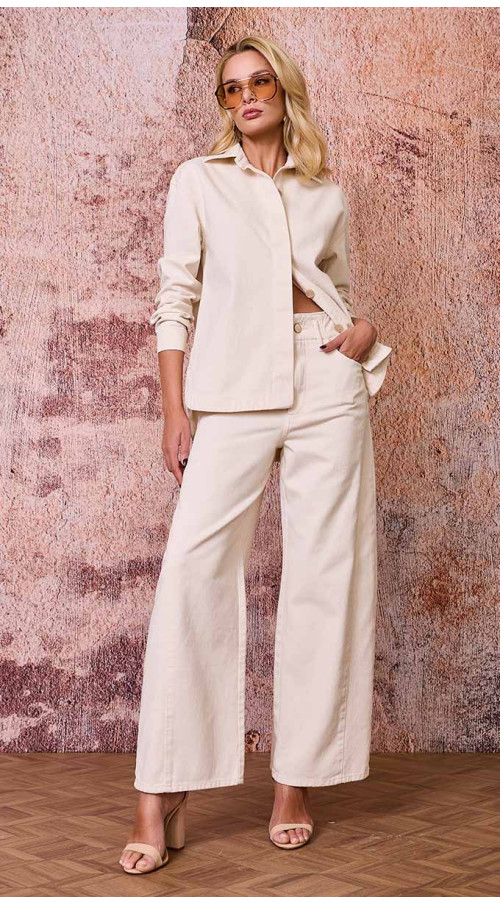 CALÇA JEANS BARREL WHITE DENIM