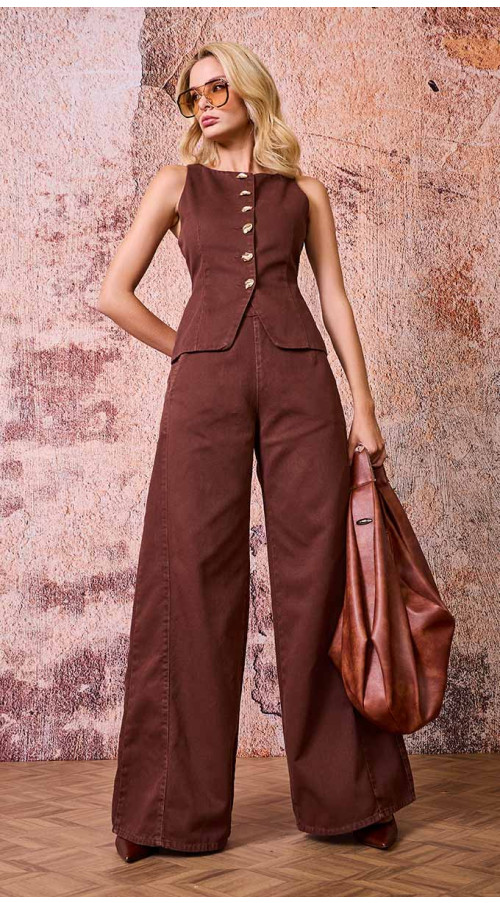 CALÇA SARJA PANTALONA MARROM