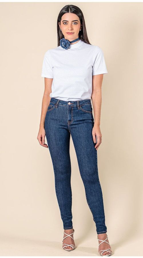 CALÇA JEANS SKINNY ESCURA 