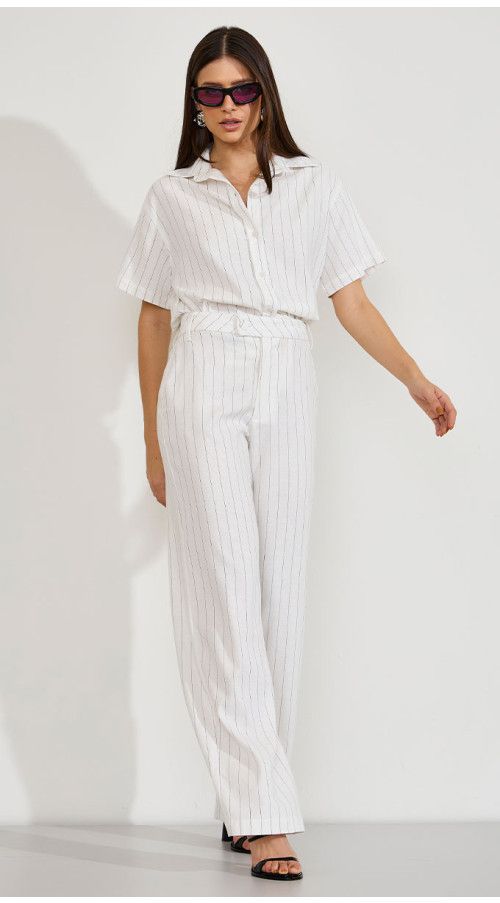 CALÇA WIDE LEG ALFAIATARIA RISCA DE GIZ