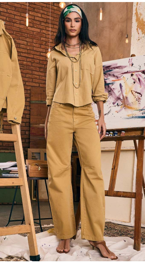 CALÇA SARJA BAGGY BALLOON CÁQUI