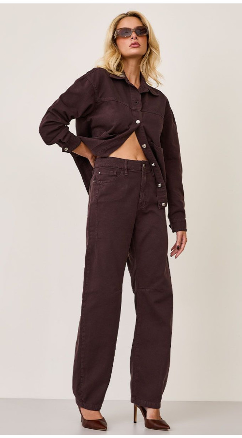 CALÇA SARJA BAGGY BALLOON MARROM