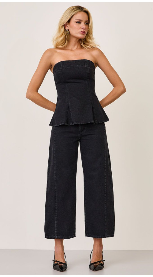CALÇA JEANS BARREL CROPPED
