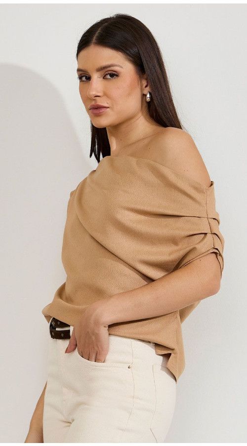 BLUSA OMBRO SÓ ELEGANCE BEGE