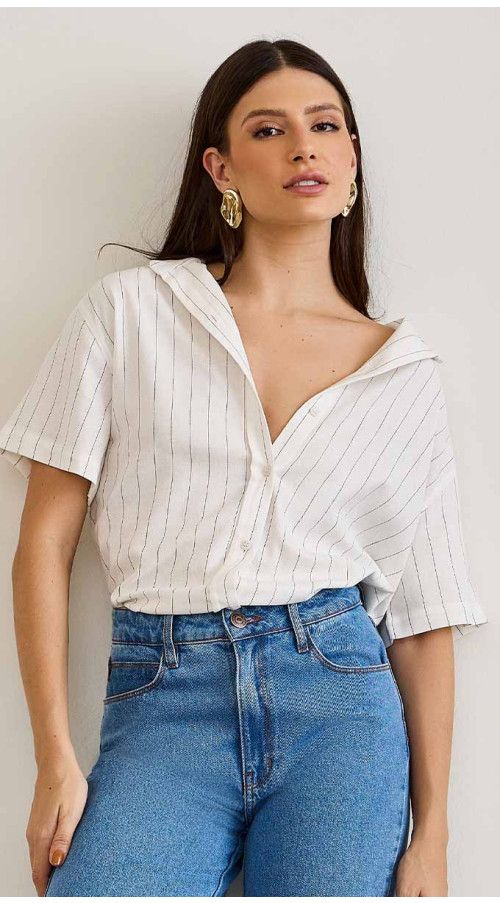 CAMISA DE LINHO RISCA DE GIZ