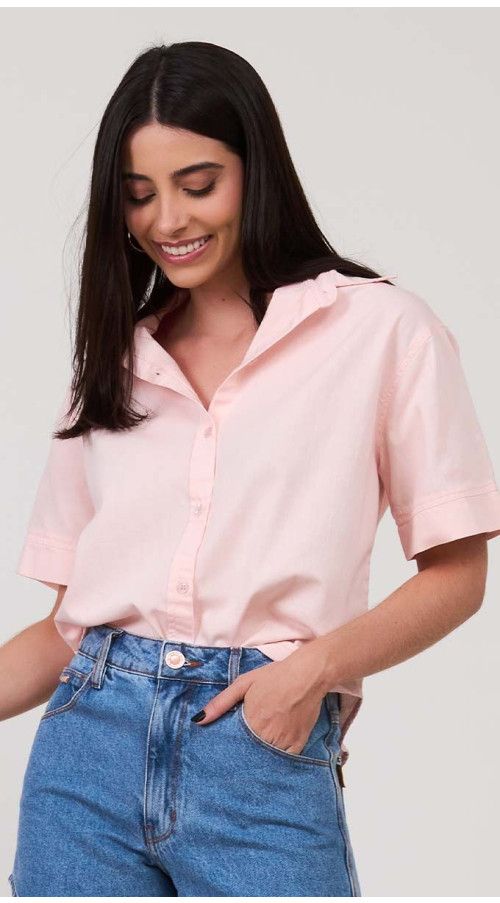 CAMISA BÁSICA ROSA CLARO