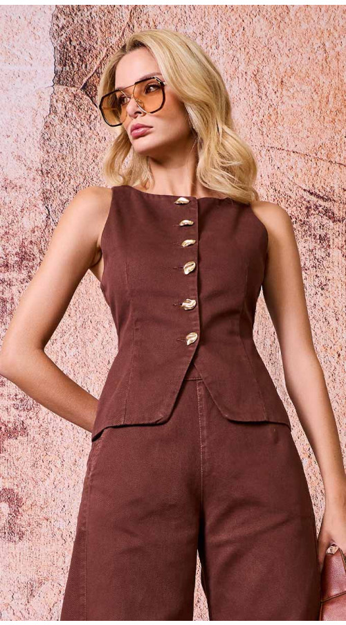 BLUSA SARJA PENCES MARROM