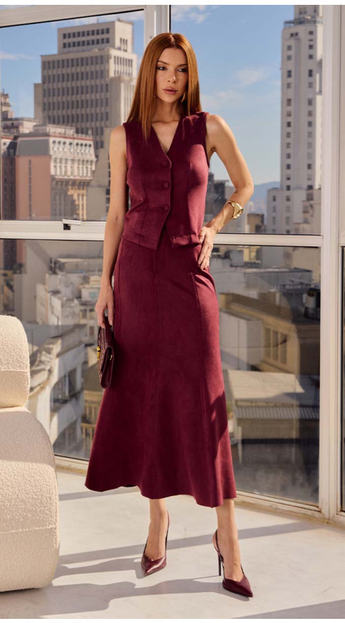 SAIA SUEDE MIDI BORDÔ