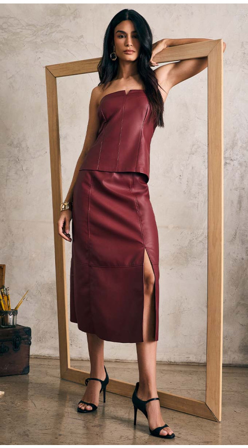 SAIA COURO ECO MIDI BORDÔ