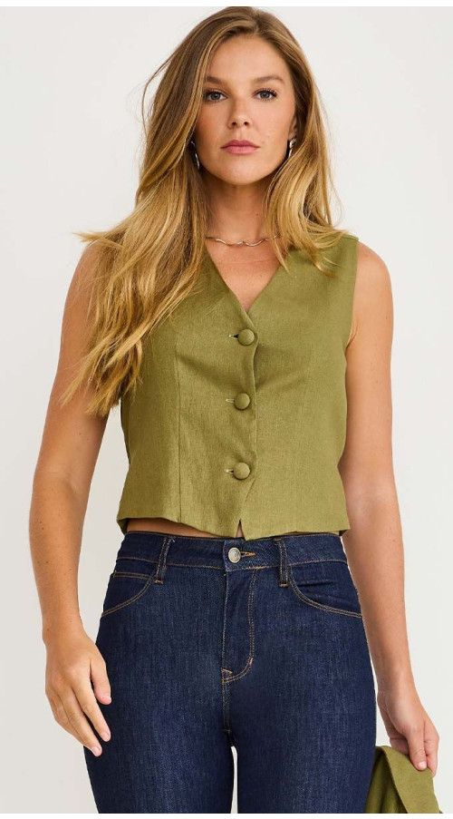 COLETE DE LINHO VERDE