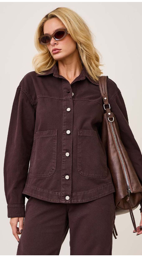 JAQUETA SARJA BOLSOS MARROM